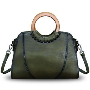 5637 Leather Top Handle Handbag Purse Satchel Retro Cowhide Handmade